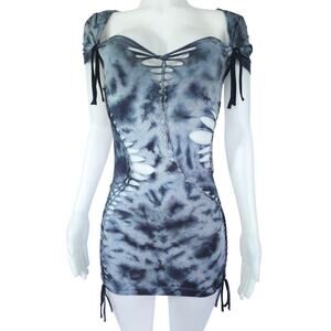 TEMPTRESS COLLECTION - LARGE - Moonlit Waves Tie-Dyed Dress- Perfect for clubs